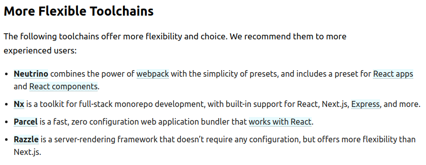 React 'More Flexible' Toolchains