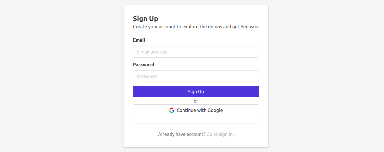 Pegasus Sign Up